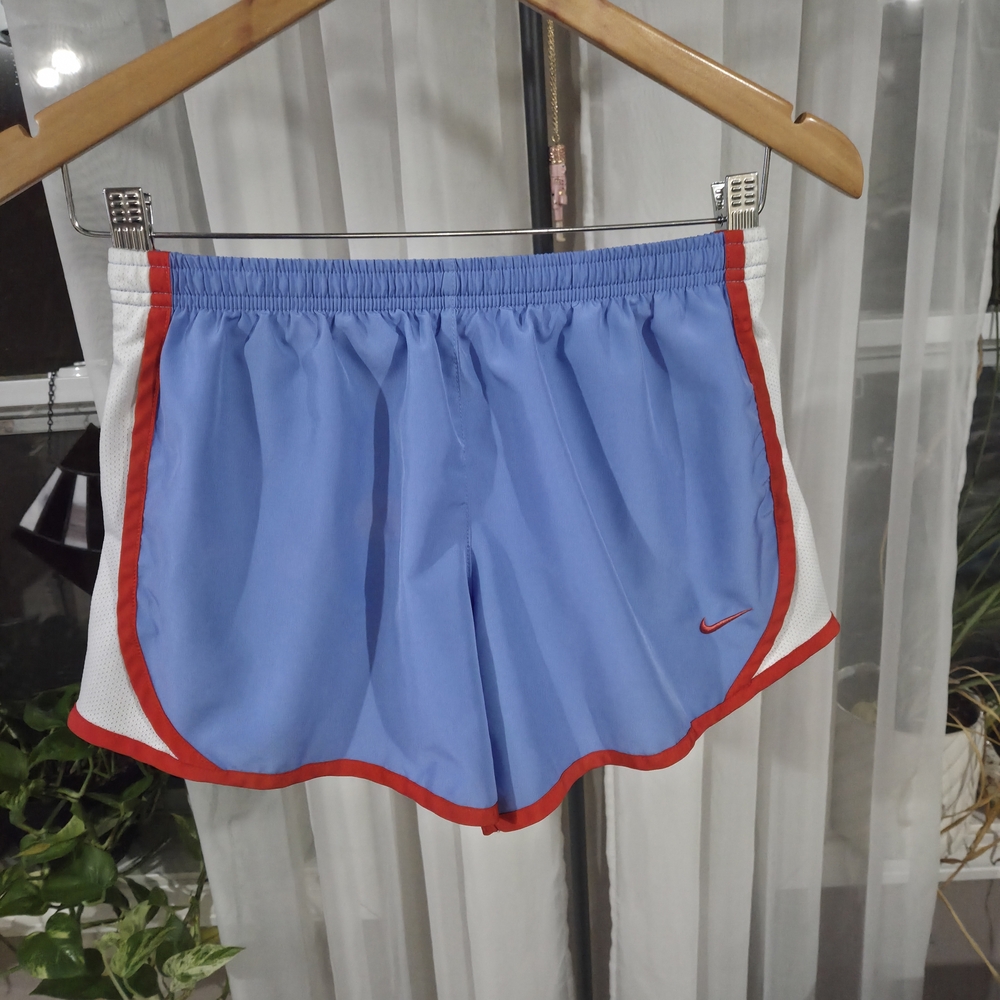 Nike Women's Light Blue and Red Athletic Shorts